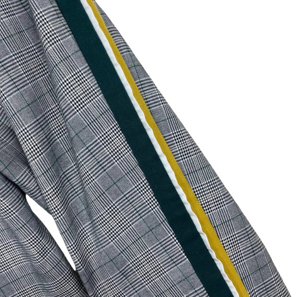 Zara Cigarette Pants Trouser Plaid Side Stripe Gray Green Yellow XS - Picture 7 of 10